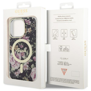 Оригинален гръб GUESS Flower MagSafe GUHMP14LHCFWSK - iPhone 14 Pro черен - Img 8