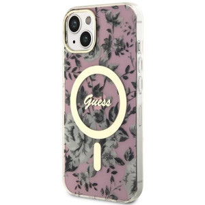 Оригинален гръб GUESS Flower MagSafe GUHMP14MHCFWSP - iPhone 14 Plus розов - Img 2