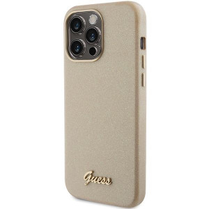 Оригинален гръб GUESS Glitter Glossy Script - iPhone 15 Pro Max златист - Img 2