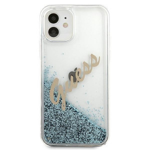 Оригинален гръб GUESS Glitter Liquid Vintage GUHCP12SGLVSBL - iPhone 12 mini син - Img 3
