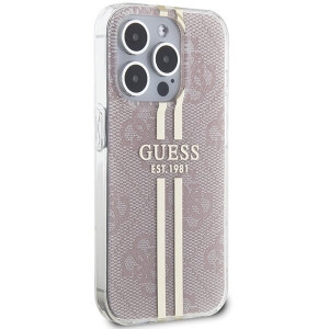 Оригинален гръб GUESS IML 4G Gold Stripe - iPhone 14 Pro Max розов - Img 4