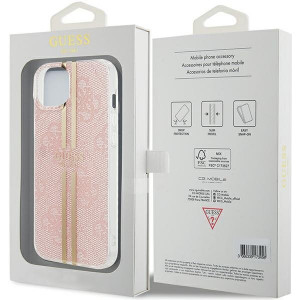Оригинален гръб GUESS IML 4G Gold Stripe - iPhone 15 Plus / 14 Plus розов - Img 8