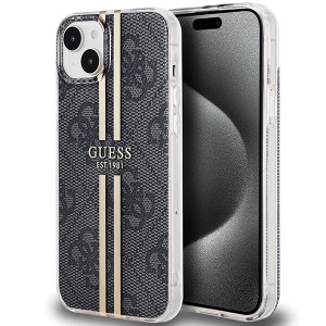 Оригинален гръб GUESS IML 4G Gold Stripe - iPhone 15 Plus / 14 Plus черен - Img 1