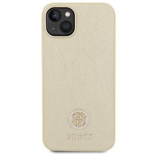Оригинален гръб GUESS Leather 4G Metal Logo Strass - iPhone 15 златист - Img 3