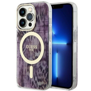 Оригинален гръб GUESS Leopard MagSafe GUHMP14XHLEOPWP - iPhone 14 Pro Max розов - Img 1