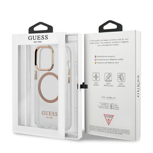 Оригинален гръб GUESS Metal Outline MagSafe GUHMP13XHTRMD - iPhone 13 Pro Max златист - Img 8