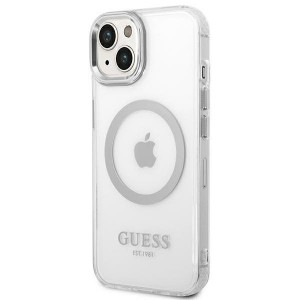 Оригинален гръб GUESS Metal Outline MagSafe GUHMP14SHTRMS - iPhone 14 сребрист - Img 2