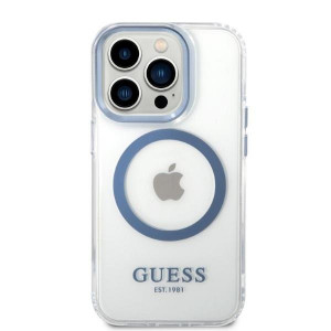 Оригинален гръб GUESS Metal Outline MagSafe GUHMP14XHTRMB - iPhone 14 Pro Max син - Img 3