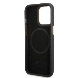Оригинален гръб GUESS Peony Logo Plate MagSafe GUHMP13LSAPSTK - iPhone 13 Pro черен - Img 7
