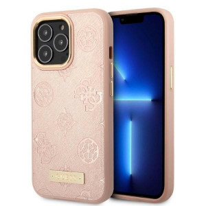 Оригинален гръб GUESS Peony Logo Plate MagSafe GUHMP13LSAPSTP - iPhone 13 Pro розов - Img 1