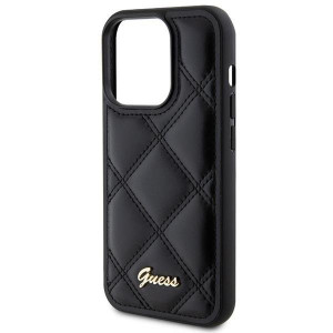 Оригинален гръб GUESS Quilted Metal Logo - iPhone 15 Pro черен - Img 6
