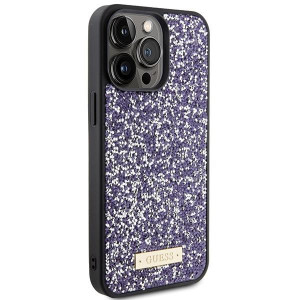 Оригинален гръб GUESS Rhinestone Metal Logo - iPhone 15 Pro розов - Img 4