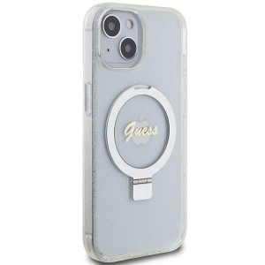 Оригинален гръб GUESS Ring Stand Script Glitter MagSafe - iPhone 13 / 14 / 15 прозрачен - Img 4