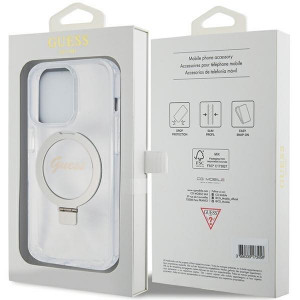 Оригинален гръб GUESS Ring Stand Script Glitter MagSafe - iPhone 15 Pro прозрачен - Img 8