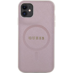 Оригинален гръб GUESS Saffiano MagSafe GUHMN61PSAHMCP - iPhone 11 розов - Img 3