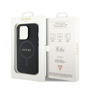 Оригинален гръб GUESS Saffiano MagSafe GUHMP15LPSAHMCK - iPhone 15 Pro черен - Img 8