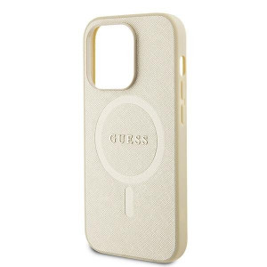 Оригинален гръб GUESS Saffiano MagSafe GUHMP15XPSAHMCB - iPhone 15 Pro Max златист - Img 6