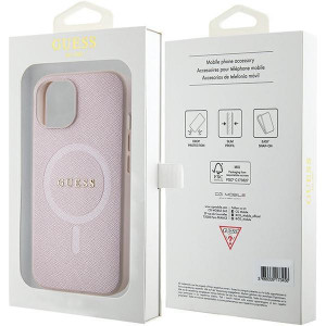 Оригинален гръб GUESS Saffiano MagSafe - iPhone 15 Plus розов - Img 8