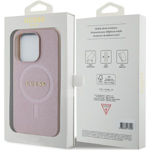Оригинален гръб GUESS Saffiano MagSafe - iPhone 15 Pro розов - Img 7