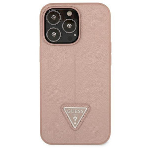 Оригинален гръб GUESS Saffiano Triangle Logo GUHCP13LPSATLP - iPhone 13 Pro розов - Img 3