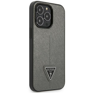 Оригинален гръб GUESS Saffiano Triangle Logo GUHCP14LPSATLG - iPhone 14 Pro сребрист - Img 4
