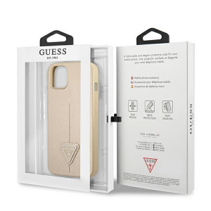 Оригинален гръб GUESS Saffiano Triangle Logo GUHCP14MPSATLE - iPhone 14 Plus бежов - Img 8