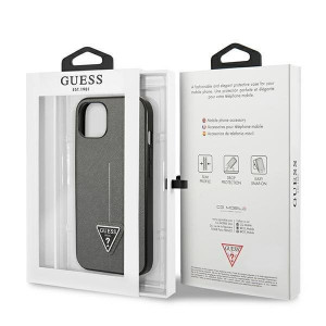 Оригинален гръб GUESS Saffiano Triangle Logo GUHCP14SPSATLG - iPhone 14 сребрист - Img 8