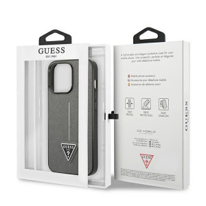 Оригинален гръб GUESS Saffiano Triangle Logo GUHCP14XPSATLG - iPhone 14 Pro Max сребрист - Img 8