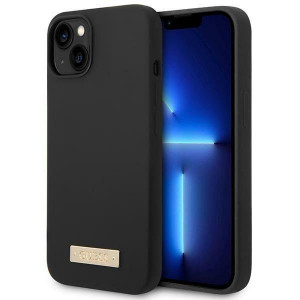 Оригинален гръб GUESS Silicone Logo Plate 4G Logo Plate GUHMP14MSBPLK MagSafe - iPhone 14 Plus черен - Img 1