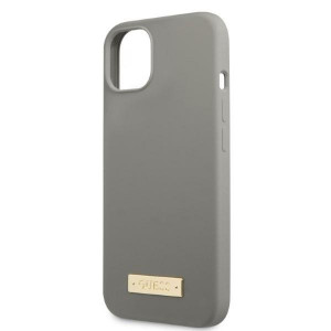 Оригинален гръб GUESS Silicone Logo Plate MagSafe GUHMP13SSPLG - iPhone 13 mini сив - Img 6
