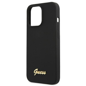 Оригинален гръб GUESS Silicone Script Gold Logo GUHMP13XLSLMGBK - iPhone 13 Pro Max черен - Img 6