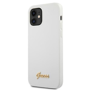 Оригинален гръб GUESS Silicone Vintage Gold Logo GUHCP12SLSLMGWH - iPhone 12 mini бял - Img 2