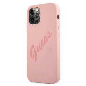 Оригинален гръб GUESS Silicone Vintage Script GUHCP12LLSVSPI - iPhone 12 Pro Max розов - Img 2
