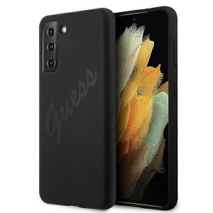 Оригинален гръб GUESS Silicone Vintage Script GUHCS21MLSVSBK - Samsung Galaxy S21+ 5G черен - Img 1