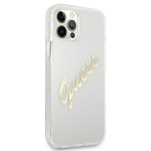 Оригинален гръб GUESS Vintage Script Gold GUHCP12LKTRSVGO - iPhone 12 Pro Max прозрачен - Img 4