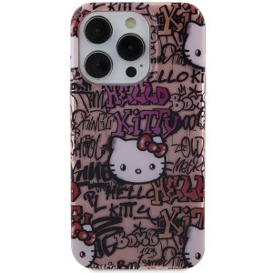 Оригинален гръб Hello Kitty IML Tags Graffiti - iPhone 15 Pro розов - Img 3