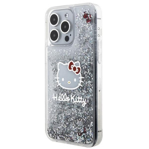 Оригинален гръб Hello Kitty Liquid Glitter Charms Kitty Head - iPhone 15 Pro Max сребрист - Img 2