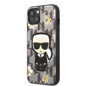 Оригинален гръб KARL LAGERFELD Flower Ikonik Karl KLHCP13MPMNFIK1 - iPhone 13 сив - Img 2