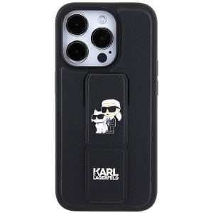 Оригинален гръб KARL LAGERFELD Gripstand Saffiano Karl & Choupette Pins - iPhone 14 Pro черен - Img 3