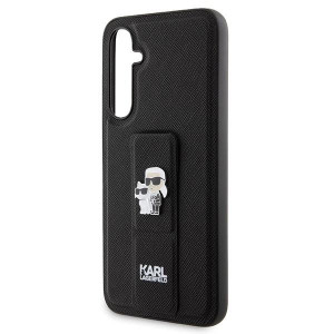 Оригинален гръб KARL LAGERFELD Gripstand Saffiano Karl & Choupette Pins - Samsung Galaxy S23 FE черен - Img 5