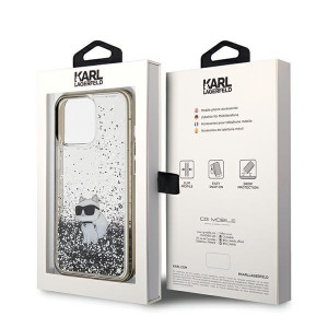 Оригинален гръб KARL LAGERFELD Liquid Glitter Choupette - iPhone 13 Pro Max прозрачен - Img 8