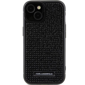 Оригинален гръб KARL LAGERFELD Rhinestone Logo Metal Plate - iPhone 15 черен - Img 3