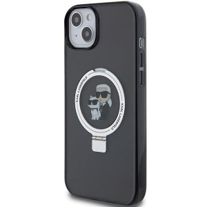 Оригинален гръб KARL LAGERFELD Ring Stand Karl & Choupette MagSafe - iPhone 13 / 14 / 15 черен - Img 2