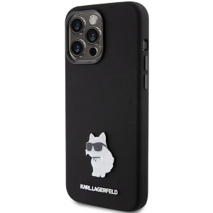 Оригинален гръб KARL LAGERFELD Silicone Choupette Metal Pin - iPhone 15 Pro черен - Img 2