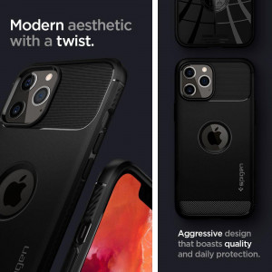 Оригинален гръб SPIGEN Rugged Armor - iPhone 12 / 12 Pro черен мат - Img 20