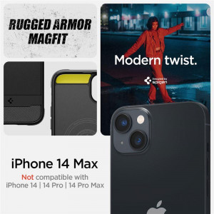 Оригинален гръб SPIGEN Rugged Armor MagSafe - iPhone 14 Plus черен мат - Img 14