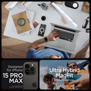 Оригинален гръб SPIGEN Ultra Hybrid MagSafe - iPhone 15 Pro Max бял - Img 10