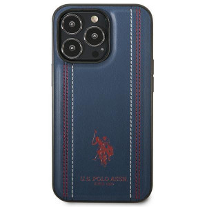 Оригинален гръб US POLO Leather Stitch USHCP14LPFAV - iPhone 14 Pro тъмносин - Img 3