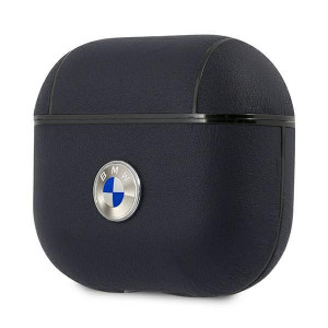 Оригинален калъф за слушалки от естествена кожа BMW Silver Logo BMA3SSLNA - AirPods 3 тъмносин - Img 3