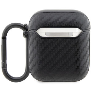 Оригинален калъф за слушалки BMW Carbon Double Metal Logo BMA2WMPUCA2 - AirPods 1 / 2 черен - Img 2